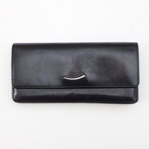 TUSK Black Soft Genuine Leather Fold-Over Compartment Zipper Clutch Wallet